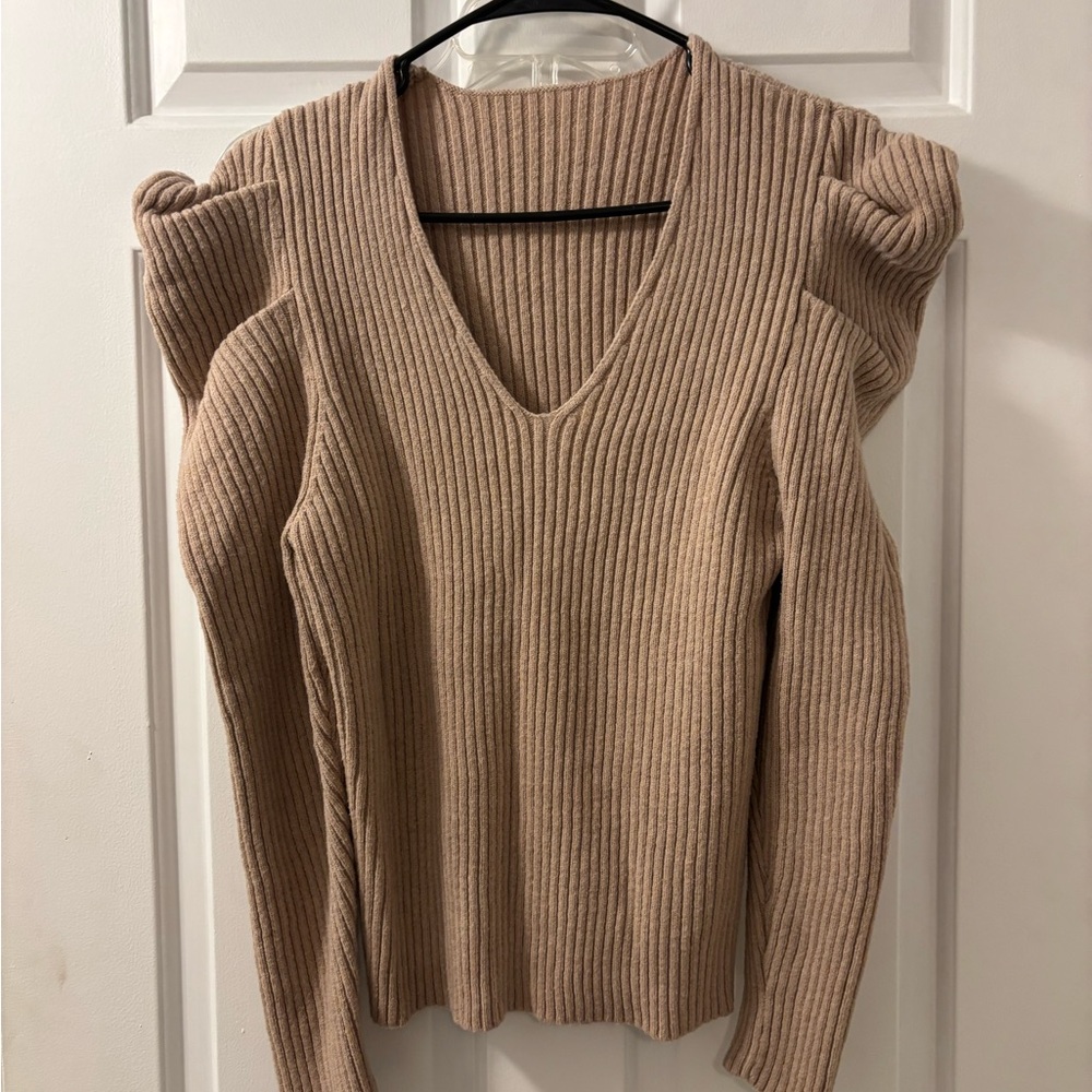 Elegant Tan Ribbed Sweater